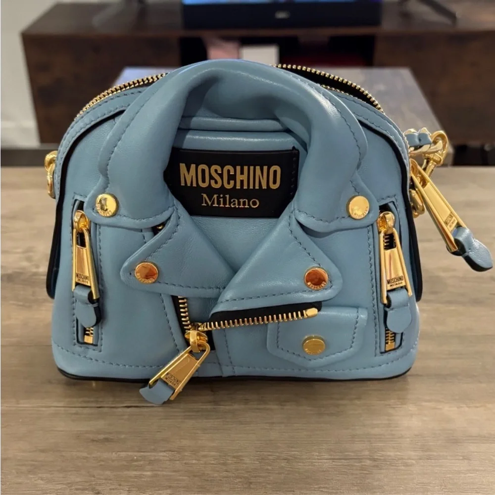 Moschino Blue Mini Biker Jacket Bag - Picture 6 of 11